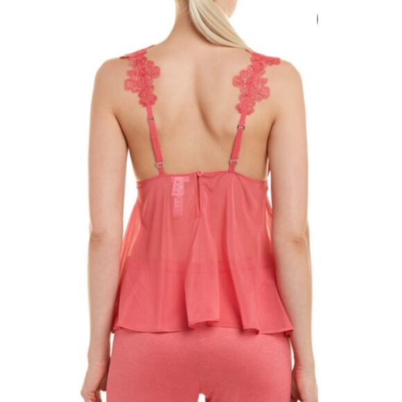 La Perla IT Sz 2 US S English Rose Ruffle Straps Silk Camisole Coral Pink NEW - Picture 2 of 9